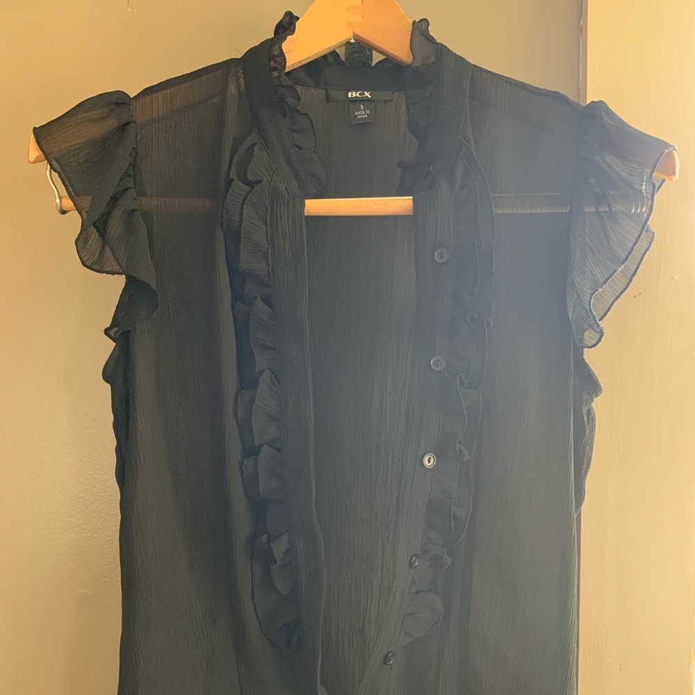 Sheer button-up blouse size Small like new!!